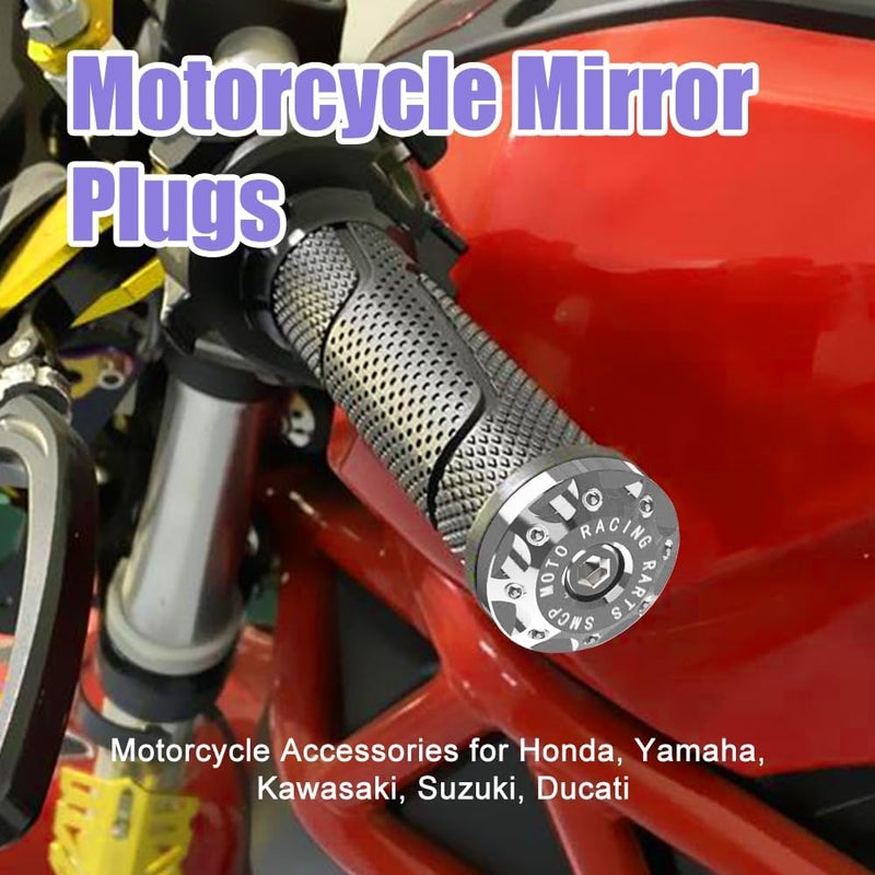 Lecctso 2PCS Universal Motorcycle Bar End Plug, Aluminum Alloy Handlebar Grip End Caps, 7/8" 22mm Moto Grips Ends Replacement for Kawasaki, Suzuki, Yamaha, Ducati - Image 5